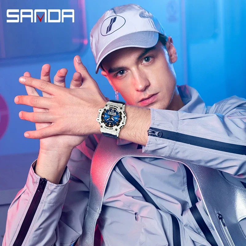SANDA Nuovo G Style Sport all'aria aperta Orologi da uomo Multifunzionale Impermeabile LED Moda Uomo Orologi al quarzo elettronici Sveglia