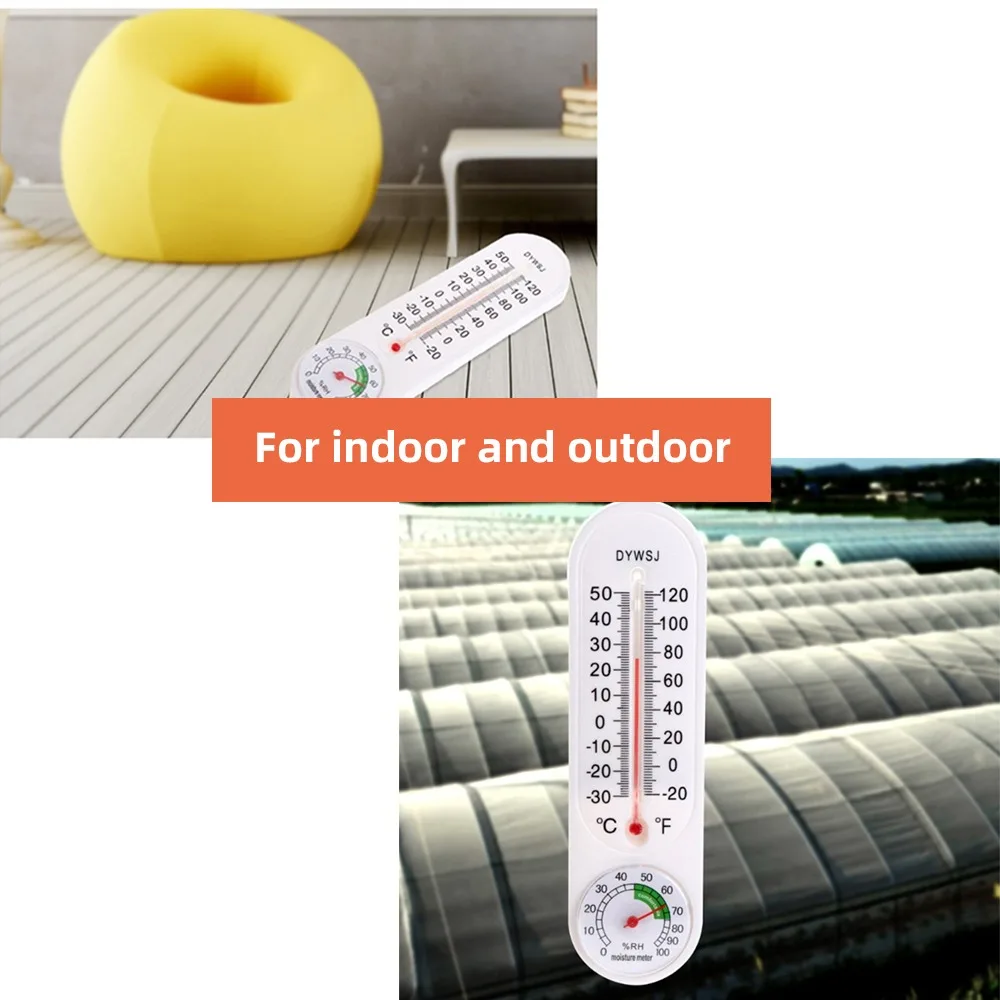 4PCS White Indoor Thermometer Hygrometer Plastic Vertical Design Wall Mounted Thermometer Celsius Fahrenheit Wall Mounted