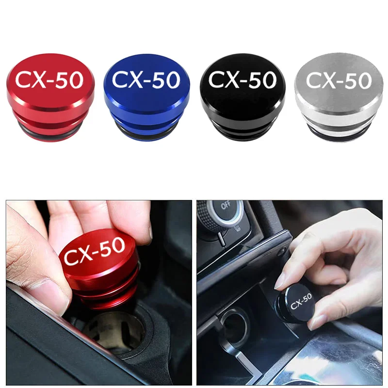 Aluminum Alloy Cigarette Lighter Hole Plug Cover Dust Proof Decor Cap For Mazda CX‑50 SUV 4 Colors Auto Interior Accessories