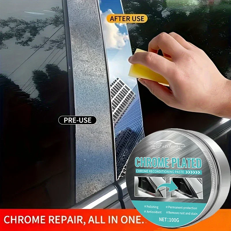Good Universal Chrome Polishing and Repair Wax, Car Chrome Strip Refinishing Paste, Metal Trim Strip Oxidation Polishing Paste,
