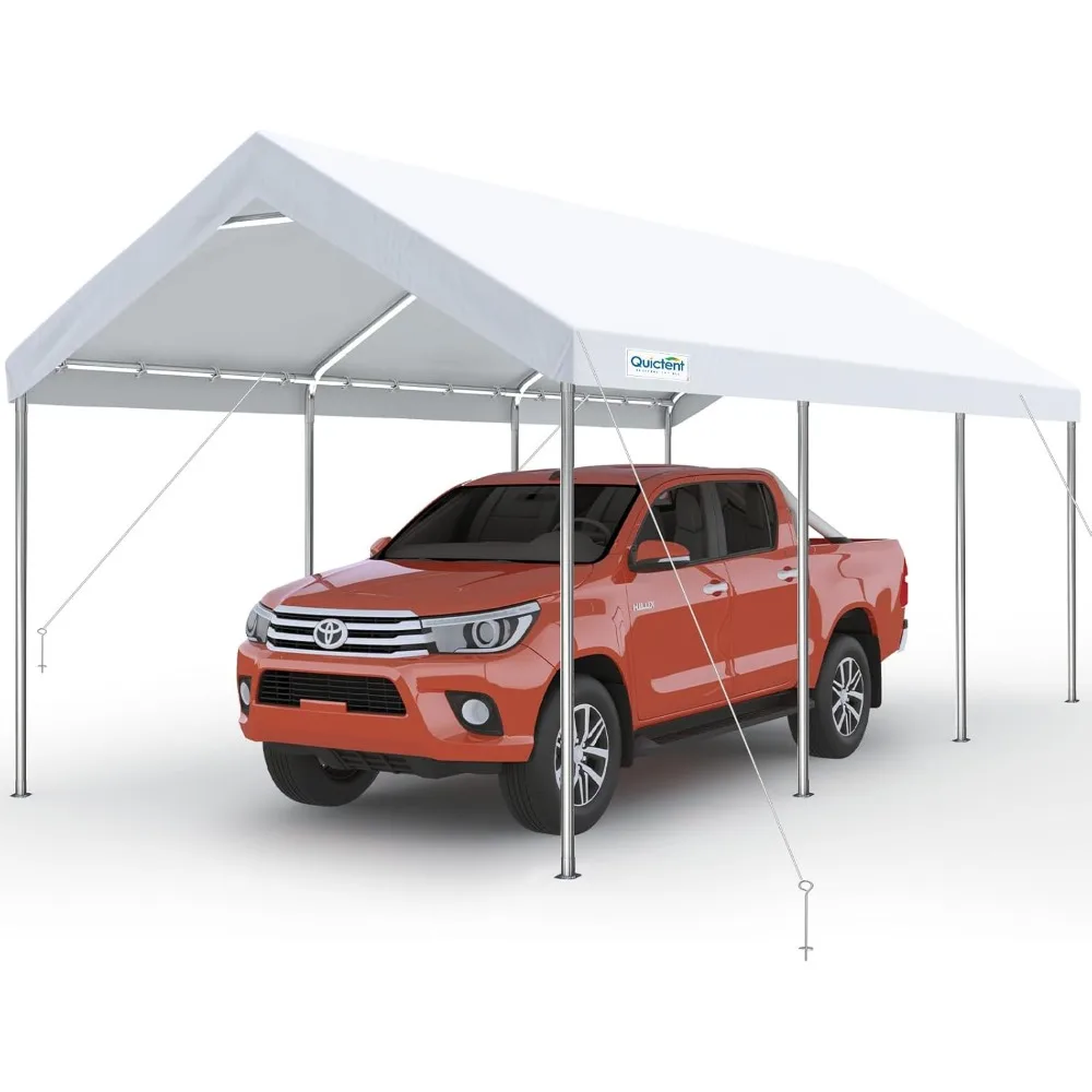 

10x20 Ft Heavy Duty Carport Car Canopy Galvanized Car Tent Outdoor Boat Shelter with Reinforced Structure - White