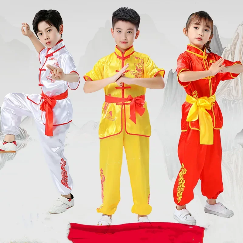 Menino tai chi conjunto cosplay conjuntos infantis realizar bebê wushu artes marciais traje roupa crianças kung fu uniforme meninas terno