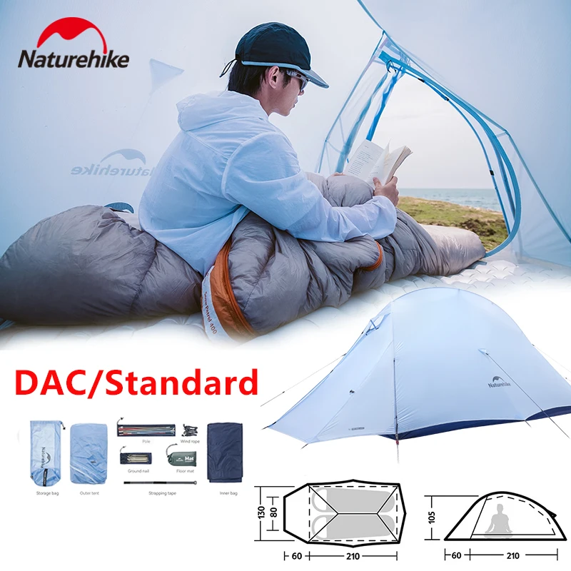 Naturehike Cloud Skies Explore Tent 1154g Ultralight 15D VECTRIX LIGHT Fabric DAC Pole PU3000 Base Waterproof Windproof Backpack