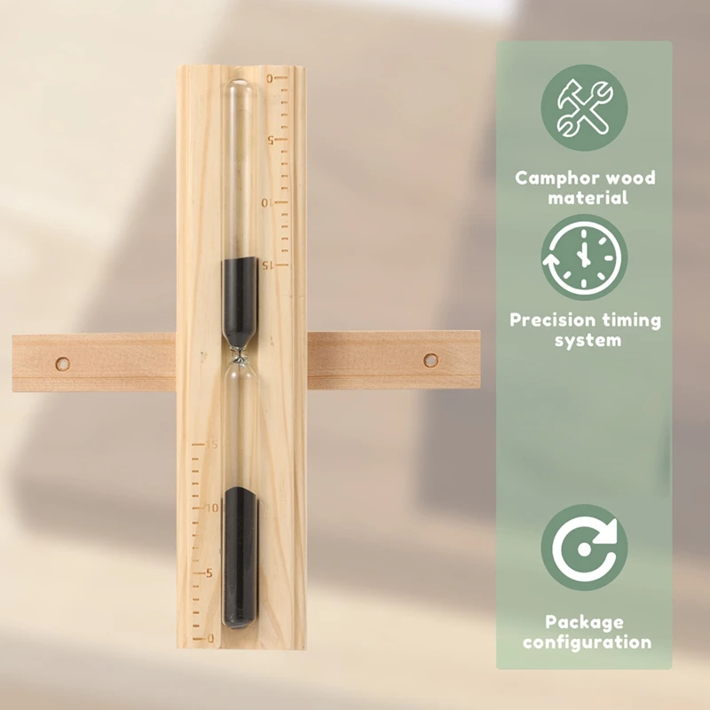 15 Minutes Saunas Sand Timer Wooden Glass Hourglass Timer High Sauna Hourglass Sand Timer for Restaurant Bath Retail
