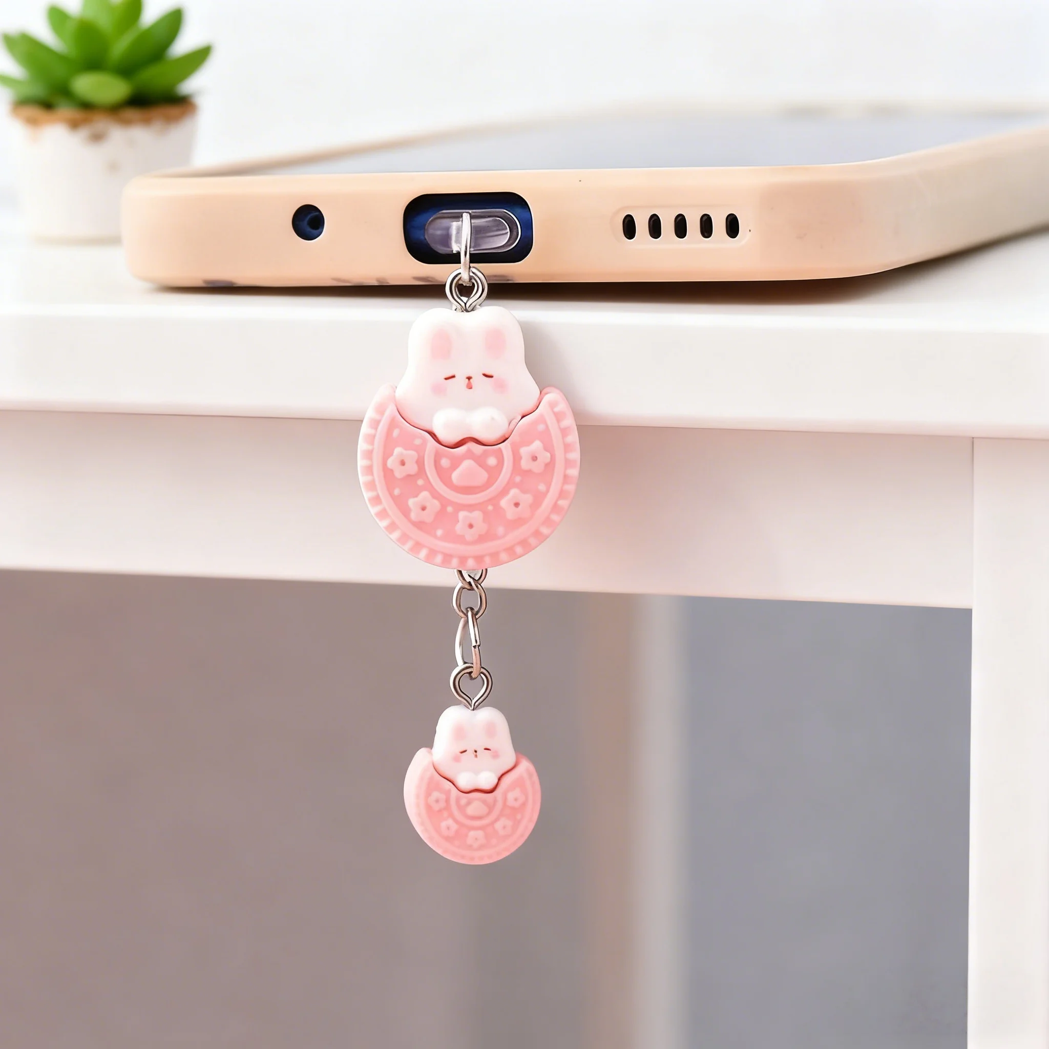 휴대폰 먼지 플러그, 핑크 비스킷 토끼 펜던트, 휴대폰 - Yellow Phone Accessories 리뷰 및 가격