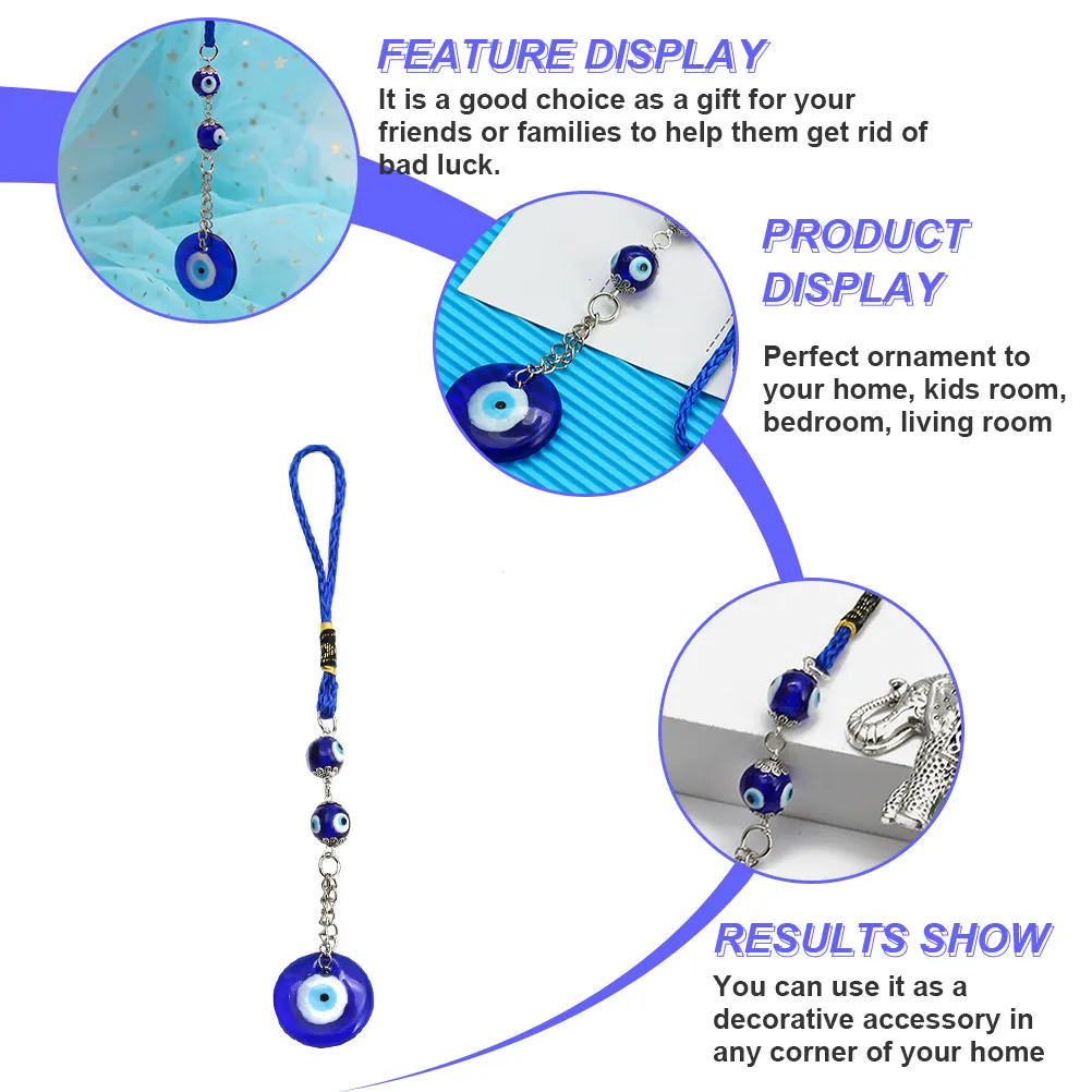 Blue Evil Eye Amulet Turkish Hanging Ornament Wall Decor Housewarming Gift Car Key Pendant Bag Charm Living Room Bedroom