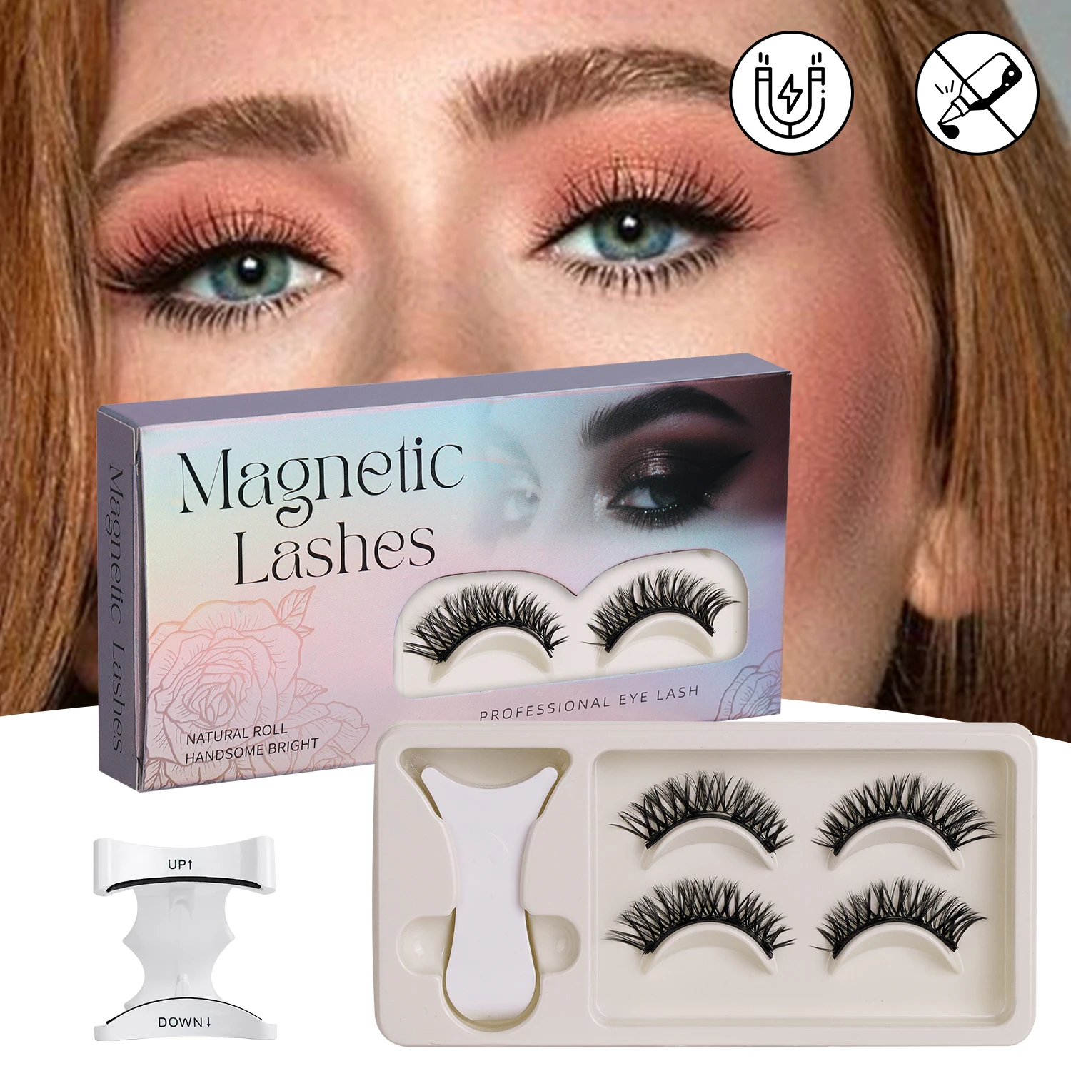 Twee paar valse wimpers van 3D-faux nerts, donzig, zacht, dik, lang en natuurlijk gekruld. Inclusief pincet.