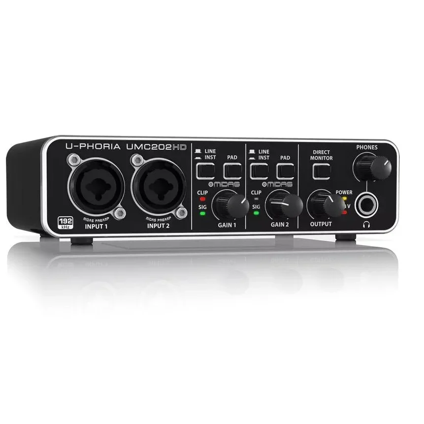 Audiophile 2x2 24-Bit/192 KHz USB Audio Interface With Midas Mic Preamplifiers Sound Card