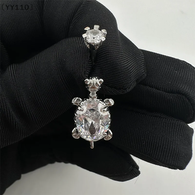 [[YY110] المعلقات السلحفاة شخصية خواتم السرة للنساء الزركون البطن زر مسمار ثقب الجسم مجوهرات