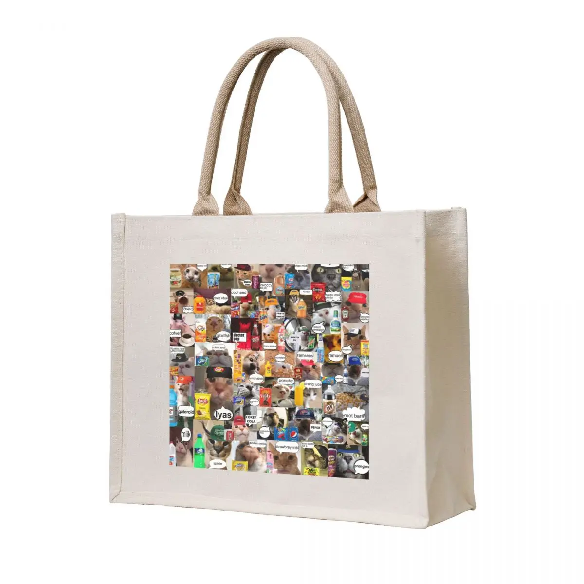 

Cats with Snacks/Drinks Tote Bag canvas bags shopping bags foldable Custom bag tote bag woman