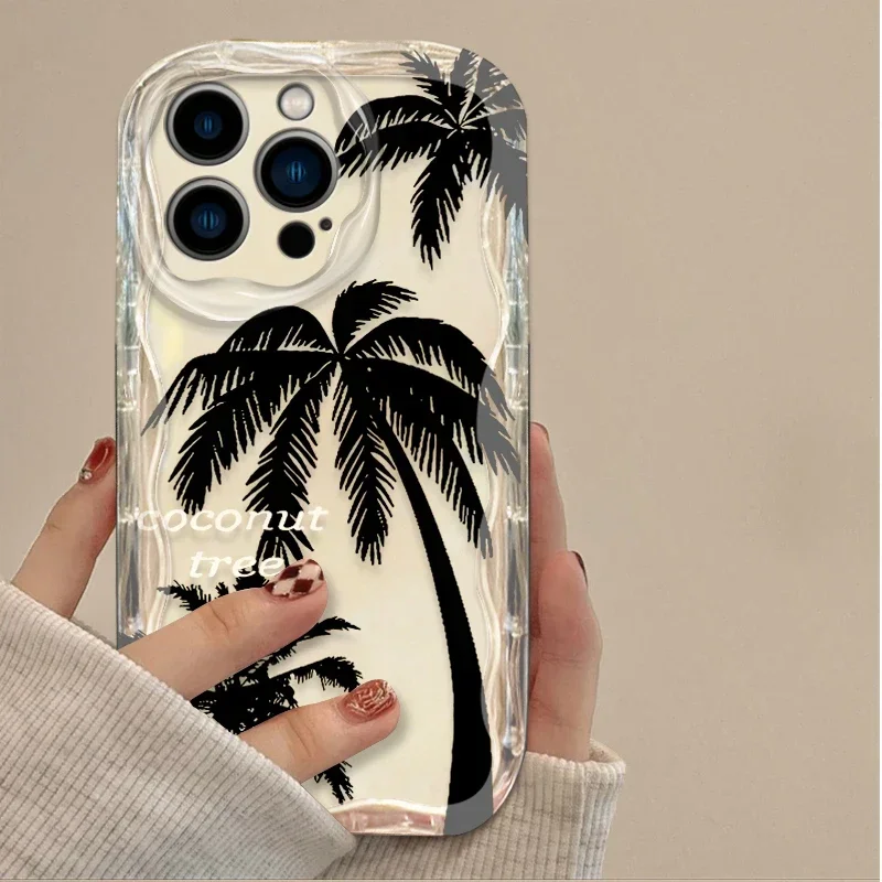 Casing Ponsel Sunset Coconut Tree untuk IPhone 17 Air 16 15 14 13 12 11 Pro Max Plus 16E XR XS X 7 8 Pelindung Belakang Silikon Anti Benturan