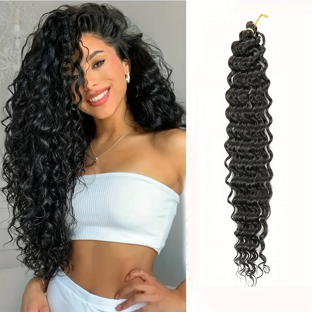 Perucas trançadas sintéticas para mulheres, onda profunda, torção encaracolada, extensões de cabelo crochê, dreadlocks africanos, peruca de cabelo brasileiro, 20in