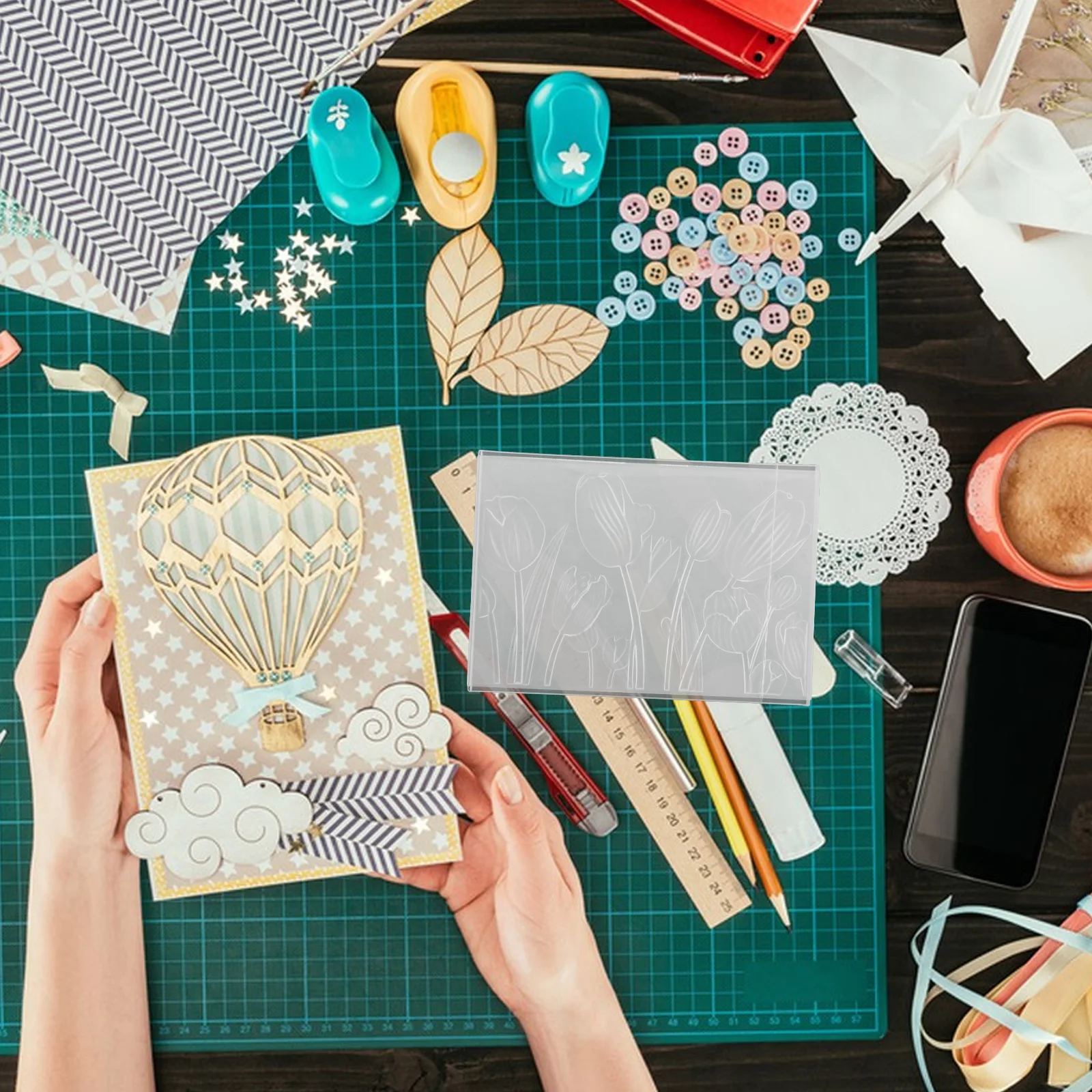 Plastic Embossing Die 3d Tulip Design Folder Scrapbooking Paper Crafts Blossom Flower Template