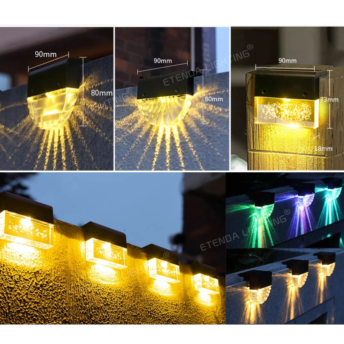 Outdoor Solar LED Security Light IP65 Waterproof RGB Wall Lamp for Garden Landscape Yard