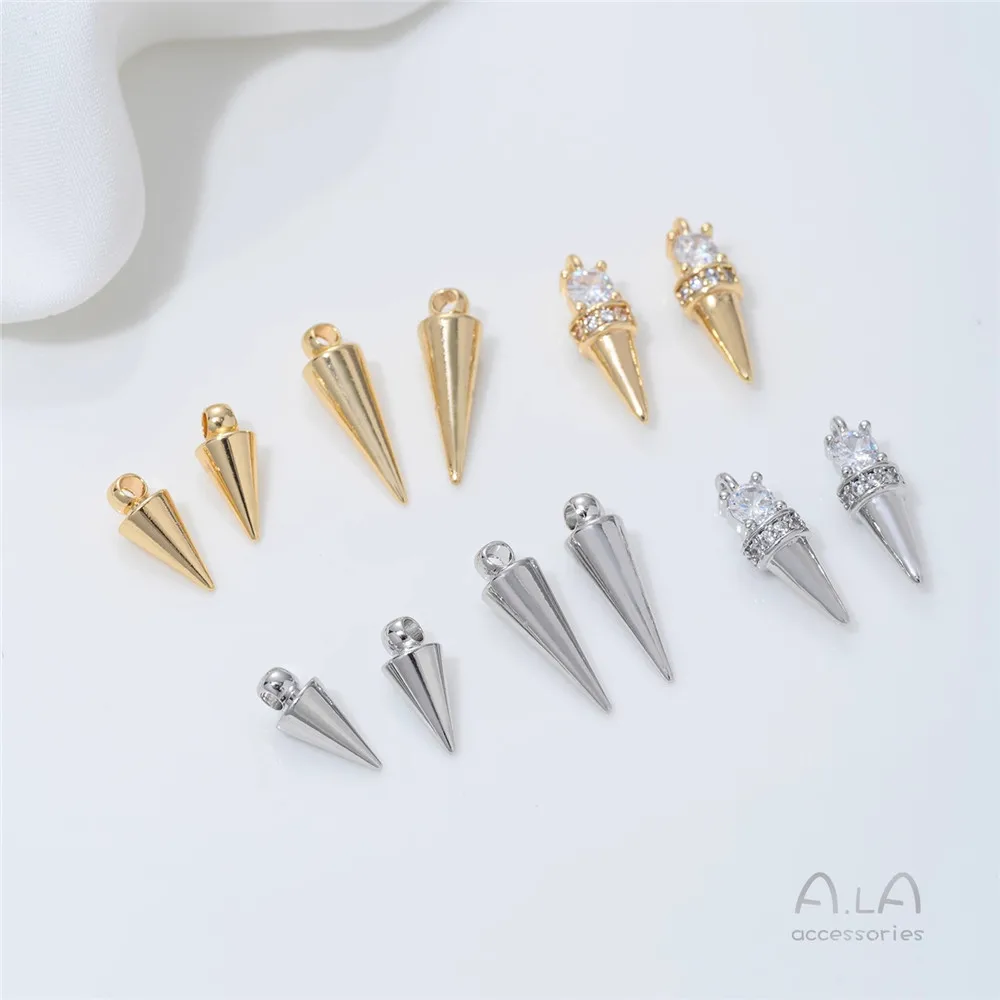 

Zirconium 14K Gold-plated Platinum Ice Cream Cone Pendant Handmade Beaded DIY Bracelet Pendant Accessories