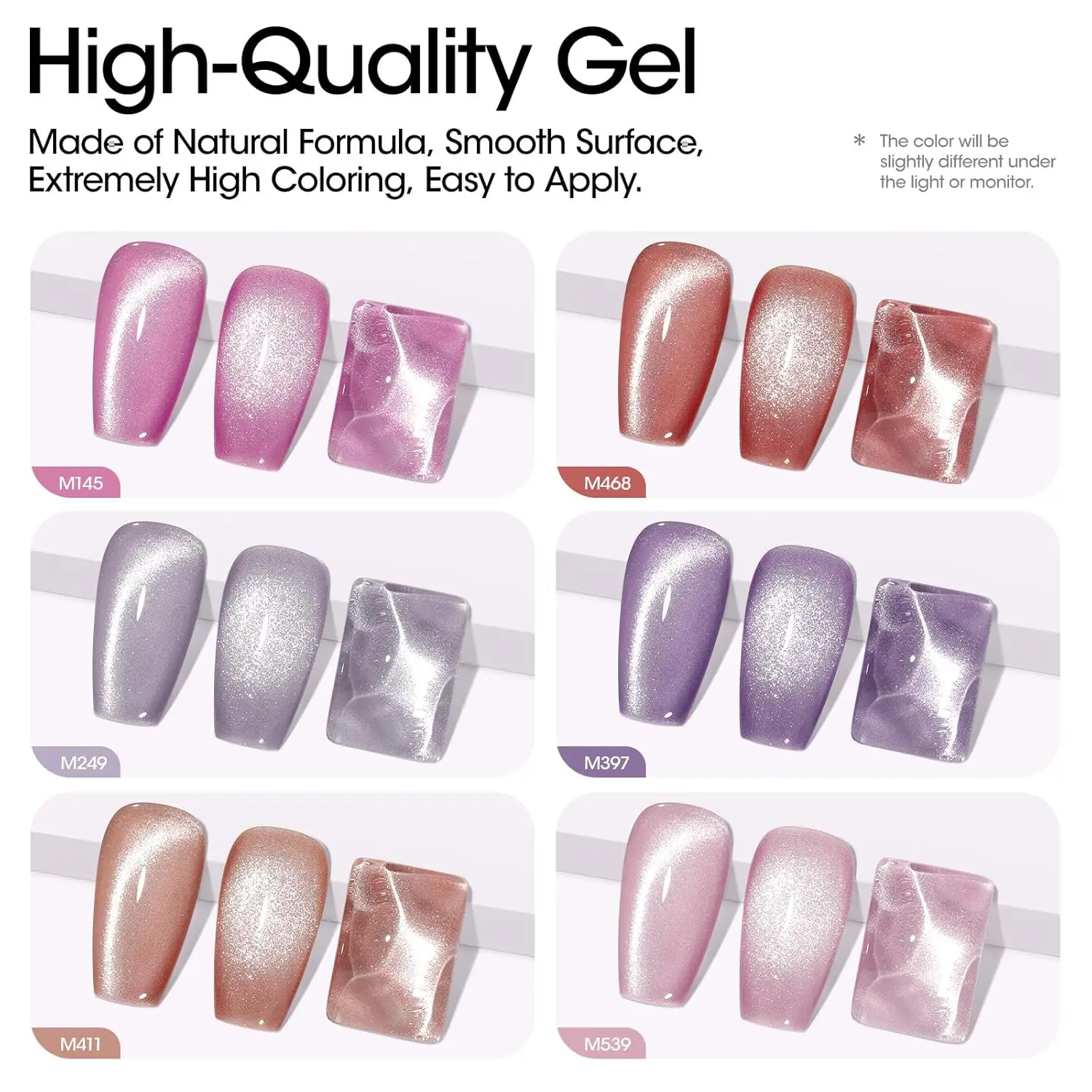 GELLEN Cat Eye Gel Nail Polish Kit 6 Colors Magnet Glitter Pink Brown Purple UV Cured Nails Set Salon DIY Art Valentine Gifts