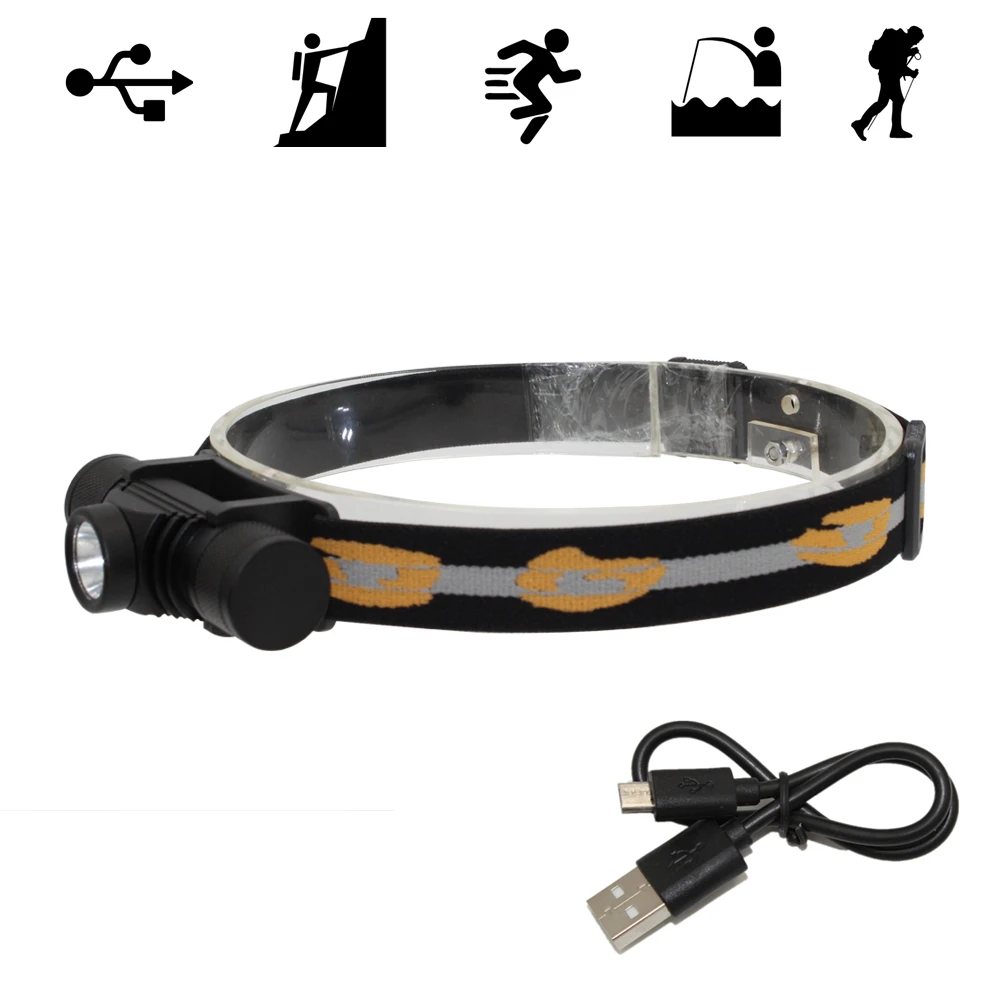 

1000 Lumen LED Headlamp USB Rechargeable Headlamp XM-L2 6 Modes Headlight Head Waterproof flashlight for Fishing Walking Camping