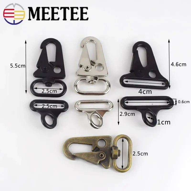 Meetee 2/5sets Bag Clasps Lobster Carbine Double Buckles for Outdoor Backpack Belt Webbing Hook Key Ring Hang Clips Accessories