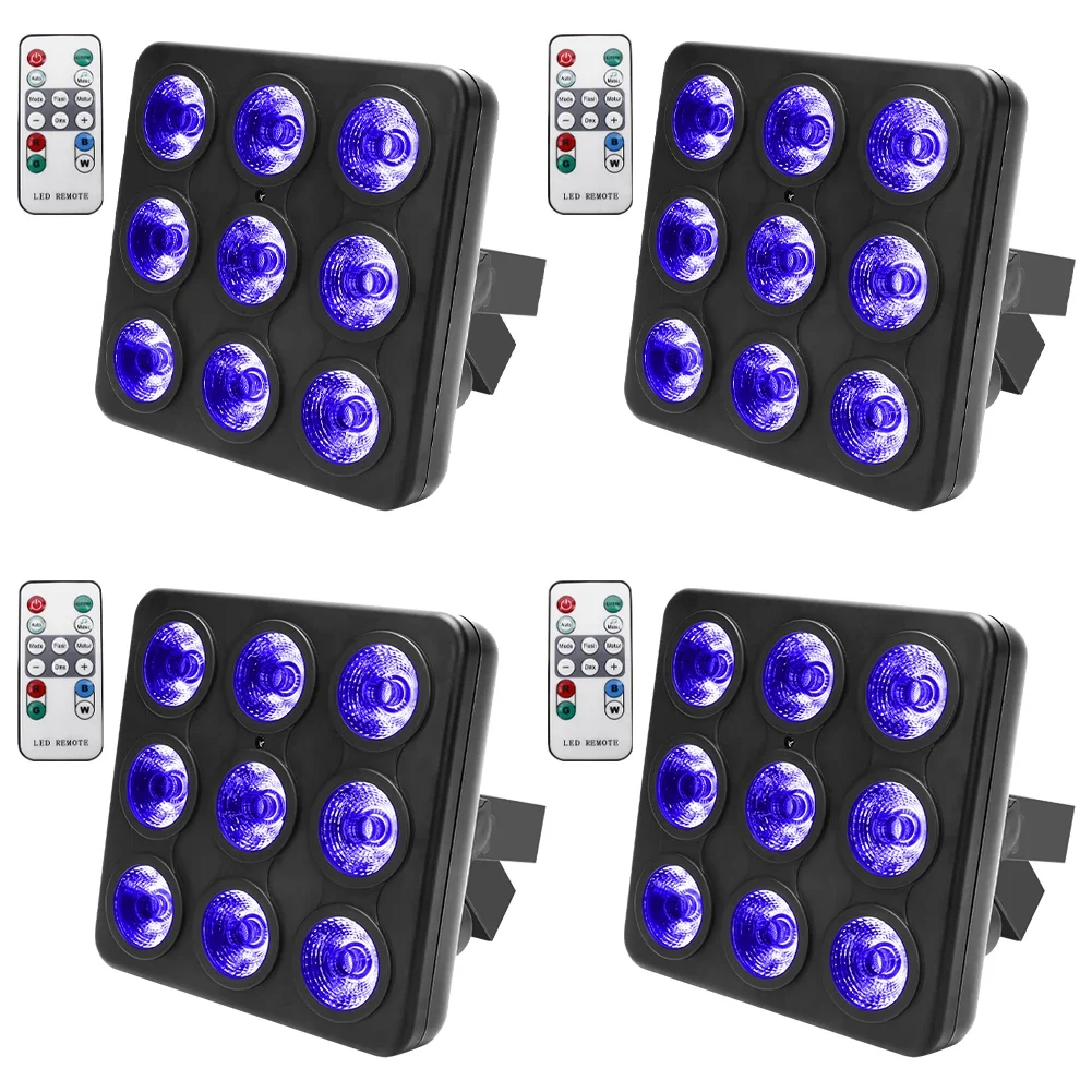 

GEFENSI 4PCS 9x10W LED Square Par Light 8CH DMX512 Sound Activated Remote Control Stage Effect Lighting For DJ Disco Bar Party