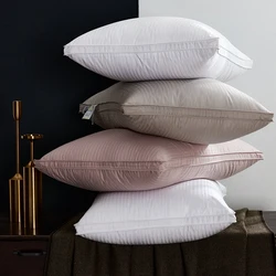 Luxurious 100% Goose Down & Feather Pillow Head Neck Pillows for Sleeping Bed Pillows 100% Satin Cotton Shell Down Proof 1pc