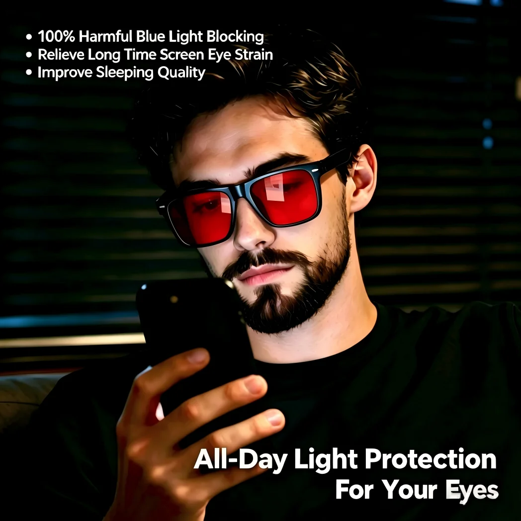 Orange/Red Classic Blue Light Blocking Glasses for Women Men, Gaming Computer Sleep Eyeglasses S71