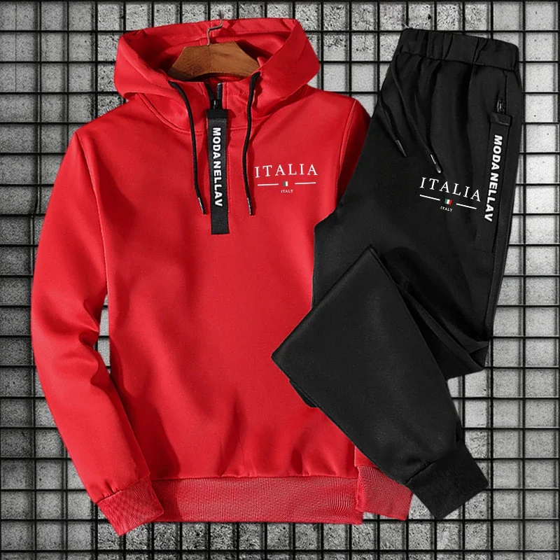 New 2026 Men's Tracksuit Casual Half Zipper Hoodie Sweatshirts Outdoors Sports Jogging Clothing Autumn Winter Fashion Streetwear gallery 2