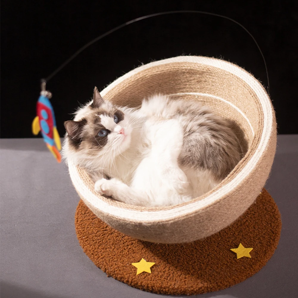 

2-in-1 Sisal Scratching Nest Oval Scratching multi-functional cat leisure bed Cats Grinding Claw Scratch Pad Bowl Pets Toys