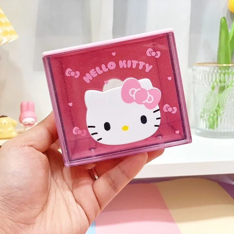 Hello Kitty Mini Desktop Storage Box My Melody Kuromi Creative Drawer Organizer Box Makeup Box Home Decoration Keys Storage Bins