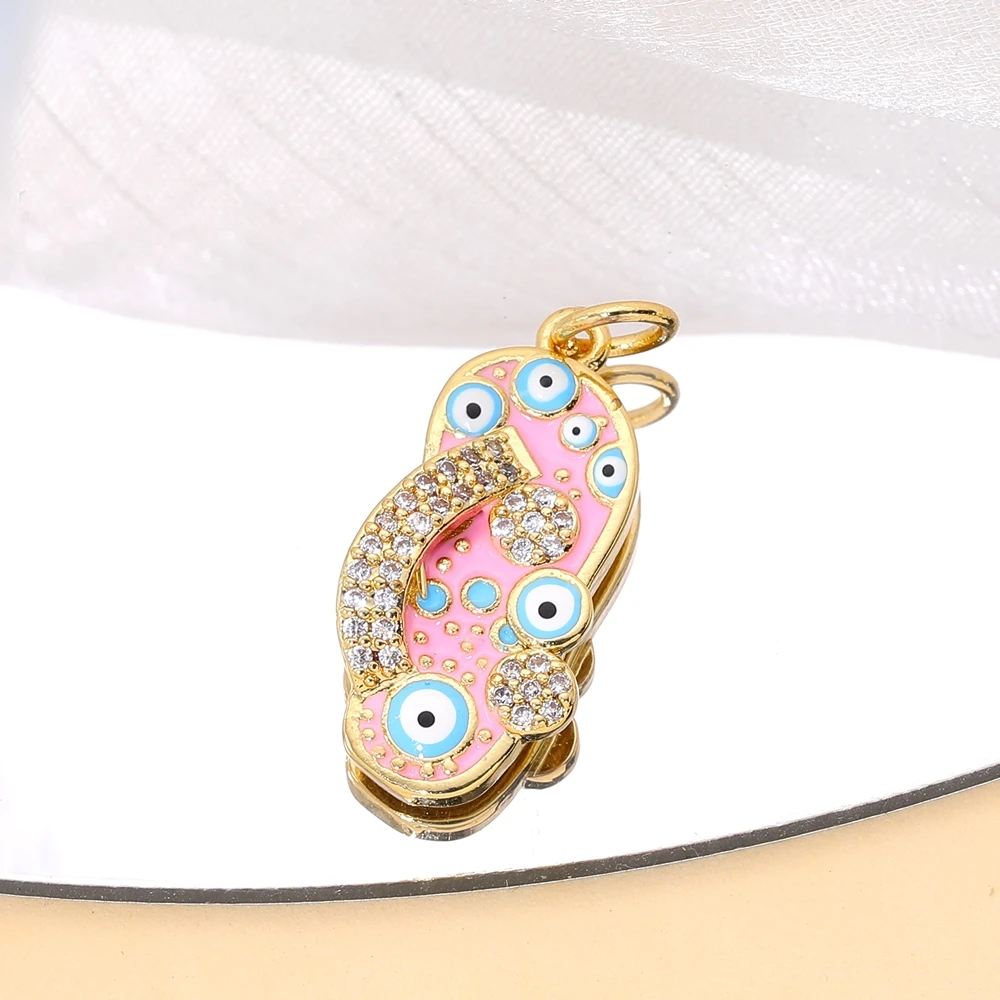 Juya Handwerk Bunte Emaille Anhänger Hausschuhe Hamsa Fatima Türkische Griechische Bösen blick Charms Für DIY Mode Schmuck Machen – Detail 15