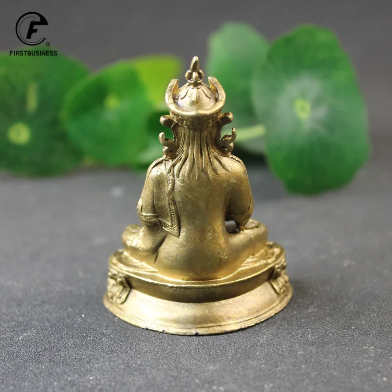 Antique Copper Padmasambhava Buddha Statue Desktop Small Ornaments Tibetan Buddhism Founder Figurines Home Decorations Crafts