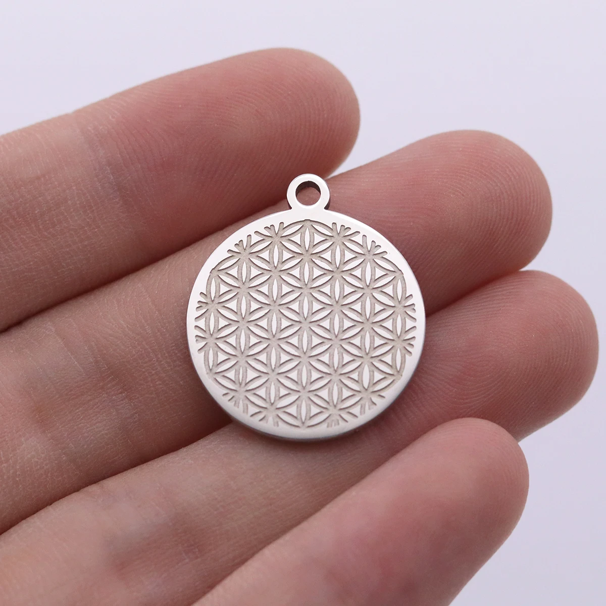 2pcs Sacred Pattern Flower Of Life Round Charms for Jewelry Making DIY Earrings Necklace Stainless Steel Pendant Accessories