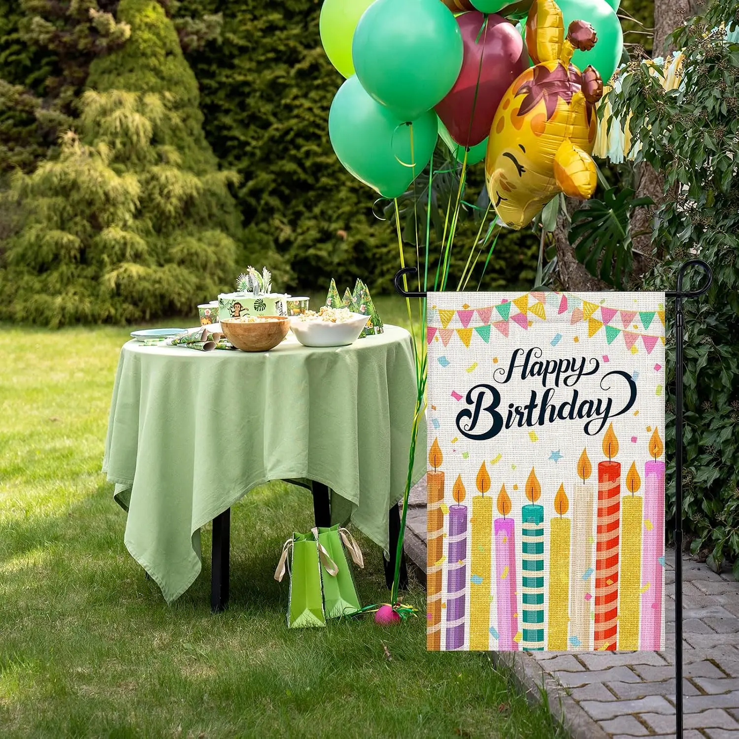 Happy Birthday Garden Flag 12x18 Inch Double Sided Small Burlap Flags,Outdoor House Front Porch Patio Lawn Decor Yard Flags  PPZ