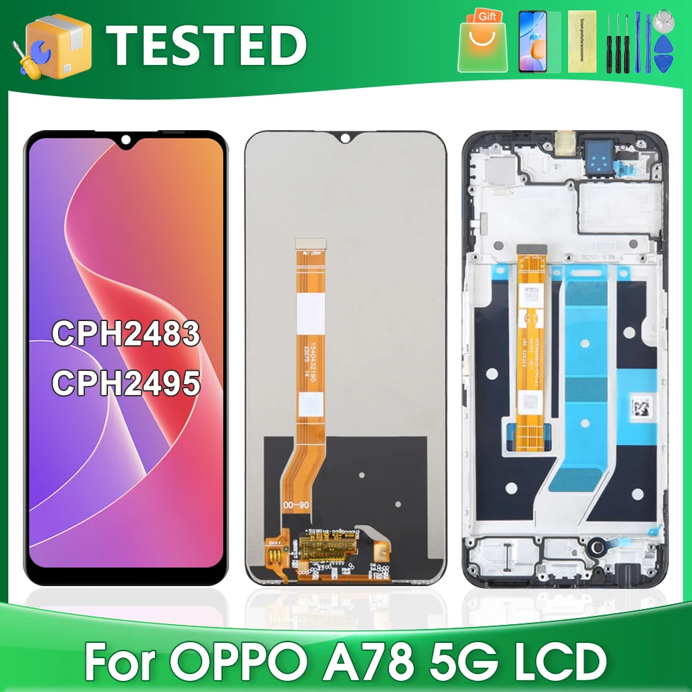 

6,56 ''для OPPO A78 5G для A78 5G CPH2483 CPH2495 LCD дисплей кодирующий преобразователь сенсорного экрана в сборе Замена