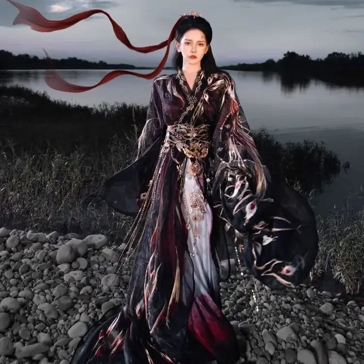 

Han Style Xihe Hanfu Improved Warring States Robe Men And Women's Heavy Industry Hanfu National Style Hanfu Dress Ceremony Show