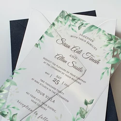 Custom Wedding Acrylic Invitations Personalized Birthday Mitzvah Invite Printing Floral Design Personalized Wedding Invitations