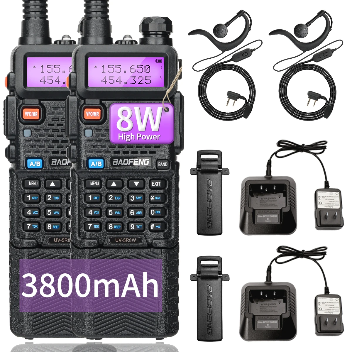 1/2 個 BaoFeng UV-5R 8 ワットトライパワートランシーバーハイパワー