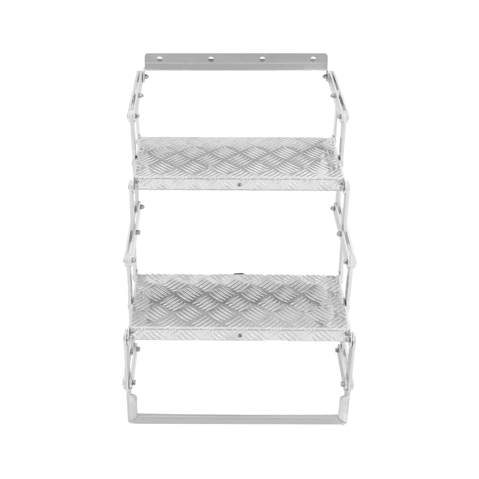 2 Steps Foldable Step Ladder, 17 inch Wide Aluminum Alloy Scissor Stairs, for RV, Camper, Attics, Warehouses, Total Load 110kg