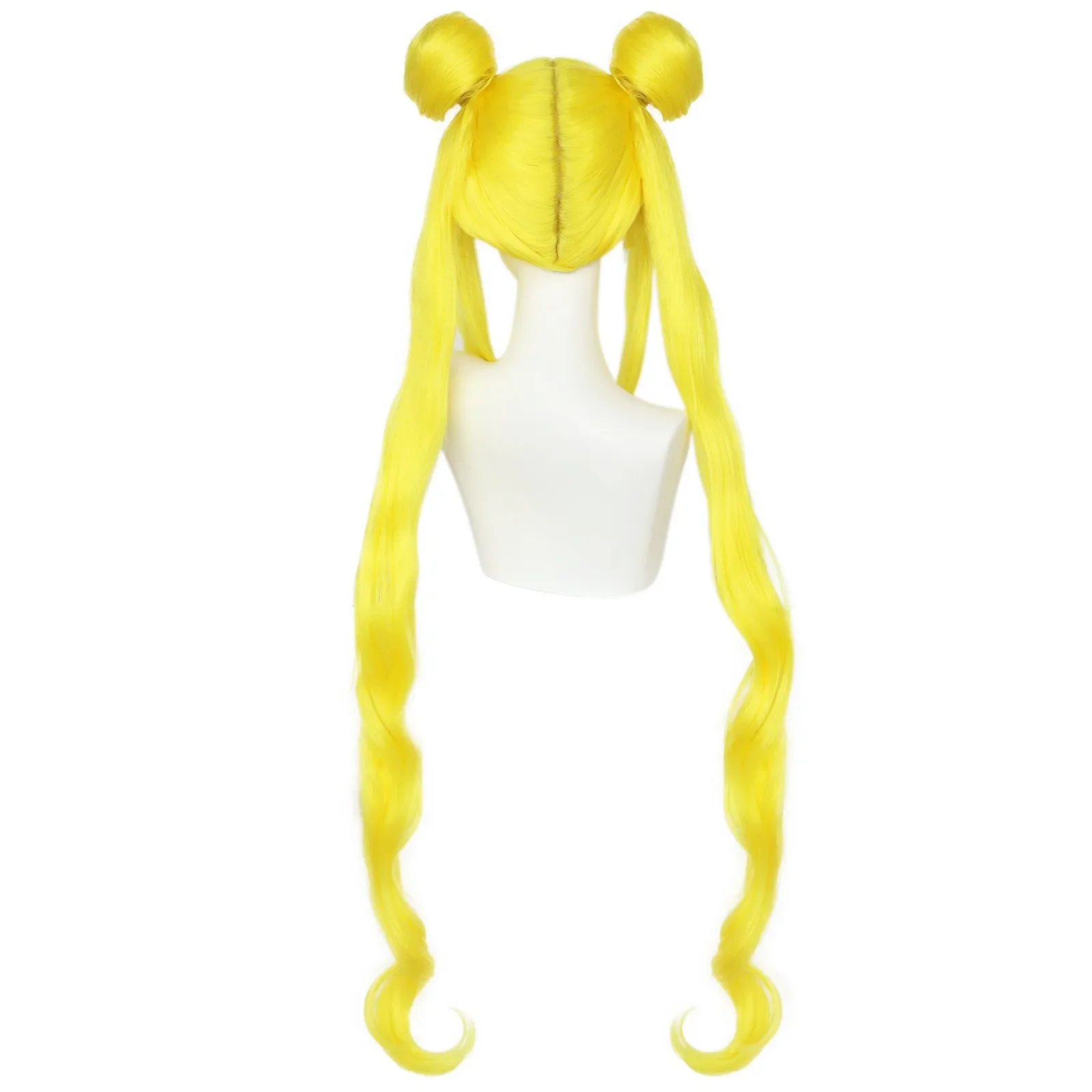 Anogol Tsukino Usagi Sailor Moon untuk Tsukino Usagi Wig Cosplay sintetis ekor kuda ganda pirang panjang keriting untuk kostum anak perempuan