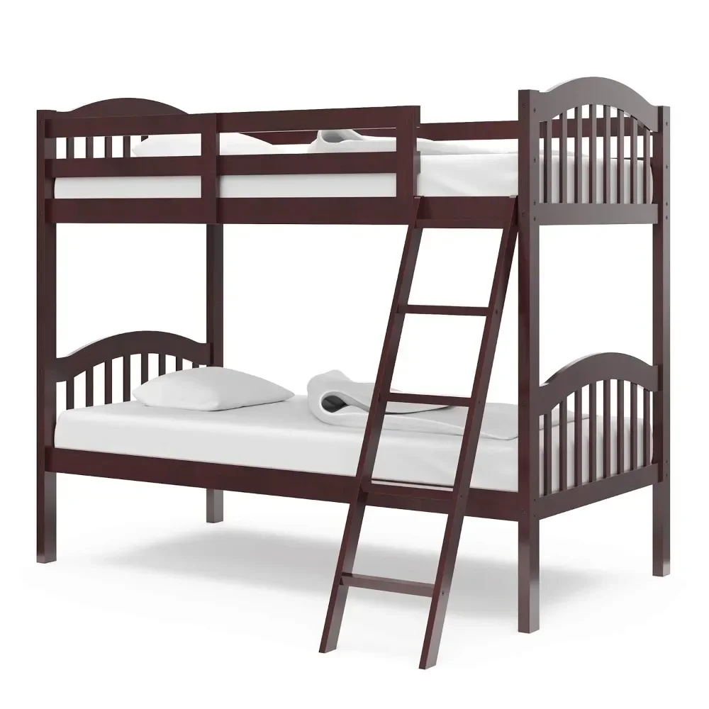 Long Horn Twin-Over-Twin Bunk Bed (Espresso) - GREENGUARD Gold Certified, Converts to 2 Individual Twin Beds