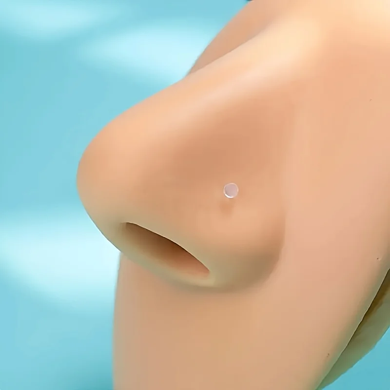 20 قطعة 18 جرام من ترصيع الأنف الشفاف - على شكل حرف L، بلاستيك، تصميم برأس مسطح للنساء، مثالي للارتداء اليومي، ترصيع ثقب الأنف #5