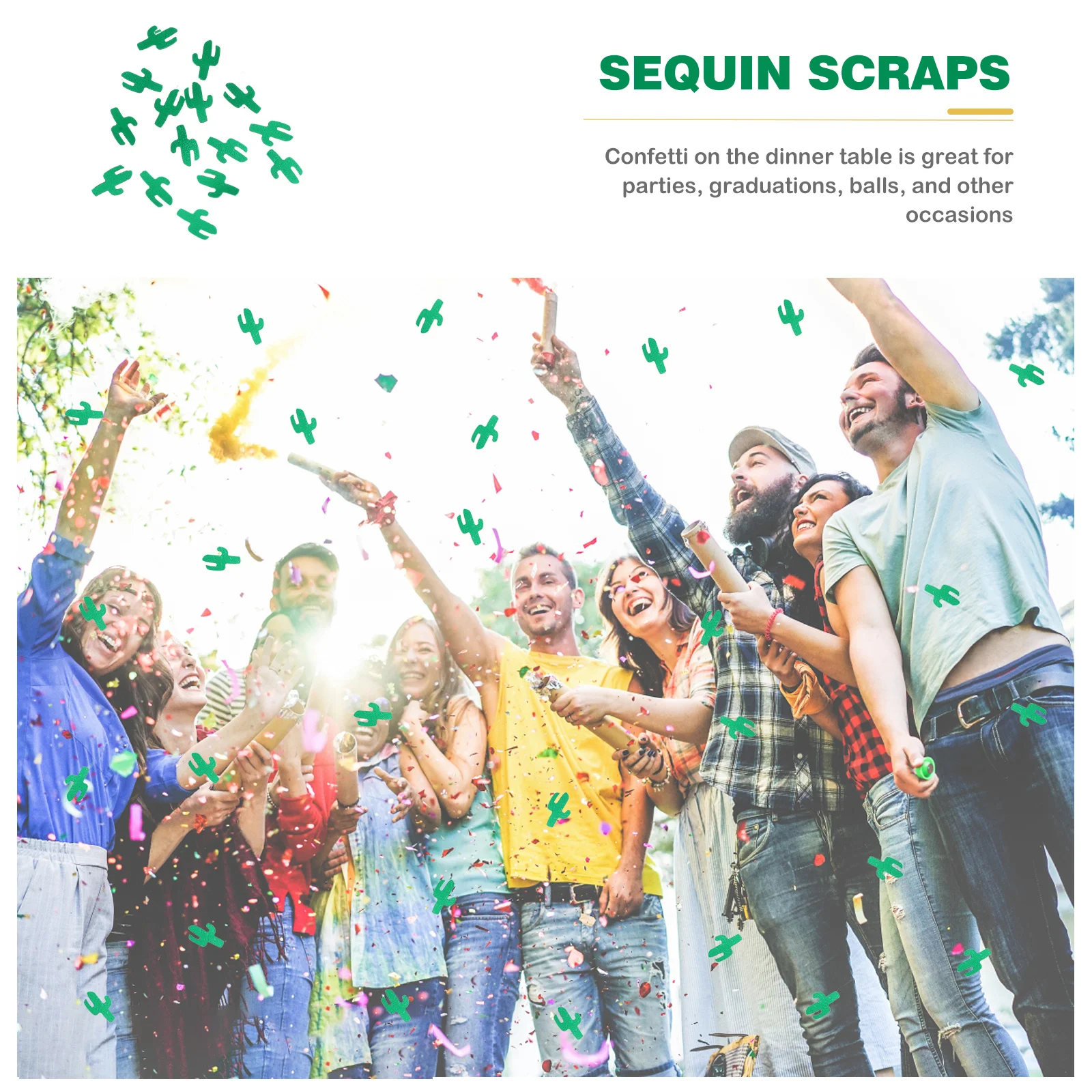 

1 Pack Cactus Confetti Decorative Sequins For Party Table Festival Craft Diy Scrapbook Gift Bags Hawaiian Events Reusable Pvc
