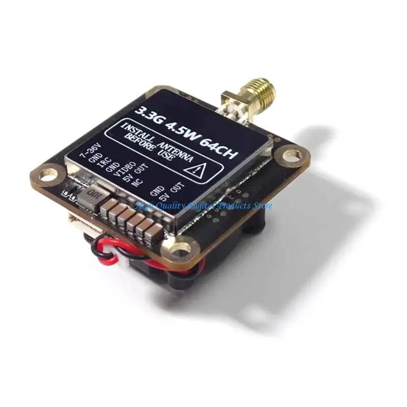 U2JE High Efficiency 64CH Transmitter 3.3G 4.5W Adjustable Frequency FPV Wireless Long Distance Picture Transmission