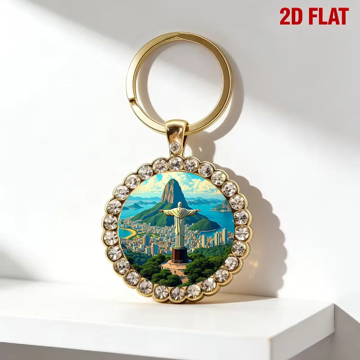 1-piece Christ the Redeemer Time Gem Keychain from Rio de Janeiro, a Brazil-themed gift.