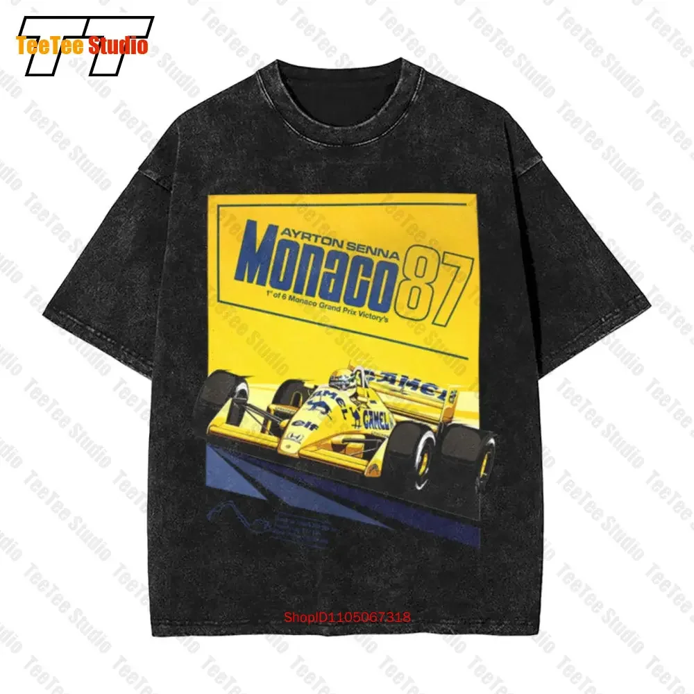 Tributo Ayrton Senna Pilota Formula Gran Premio Montecarlo 1987 Vintage Oversized T-Shirt IVUS