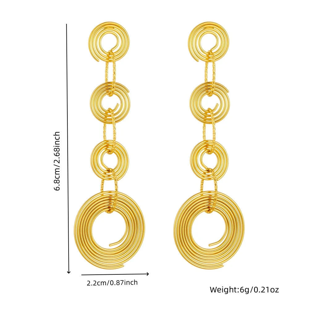 LAMENGLY 316L Stainless Steel Spiral Wrapping Of Lines Pendant Earrings For Women Girl Creative Personalized Eardrop Party Gifts