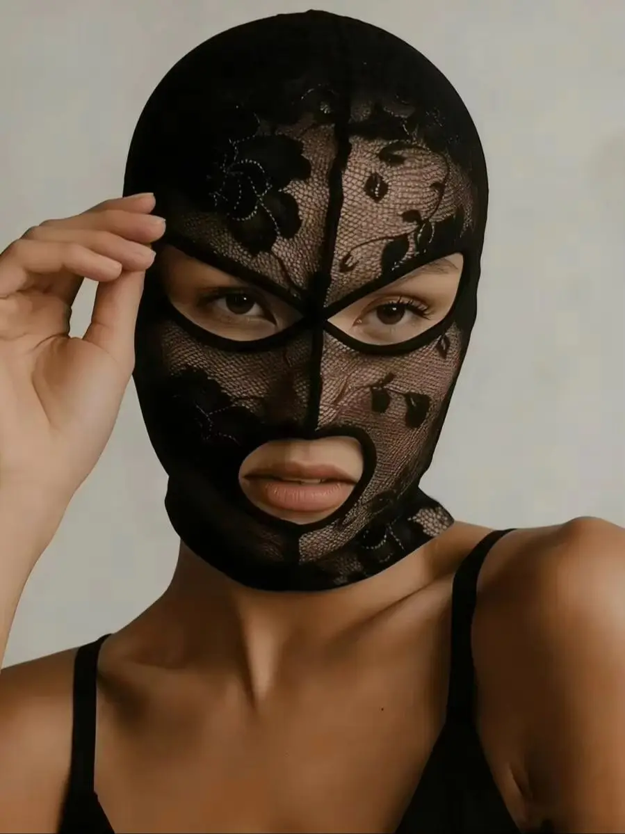AliExpress NONE Unisex Full Face Venetian Gothic Lace Mask With Eye Mouth Openings,Black Mesh Headpiece
