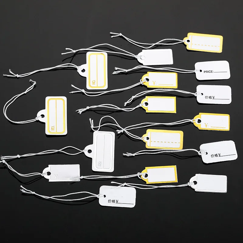 ジュエリーディスプレイ用の小さな空白の値札、ネクタイストリングラベル、ブレスレットネックレスとリング、DIYアクセサリー用品、100ピース/ロット