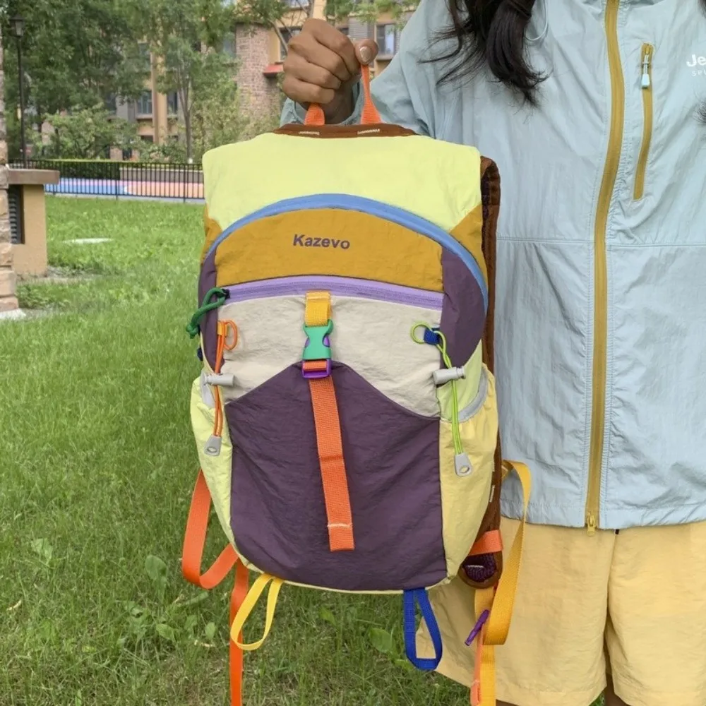 Zipper Nylon Travel Backpack Multicolored Large Capacity Travel Daypack Scratch Prevention Fixed Webbing Mountaineering Bag Gift
