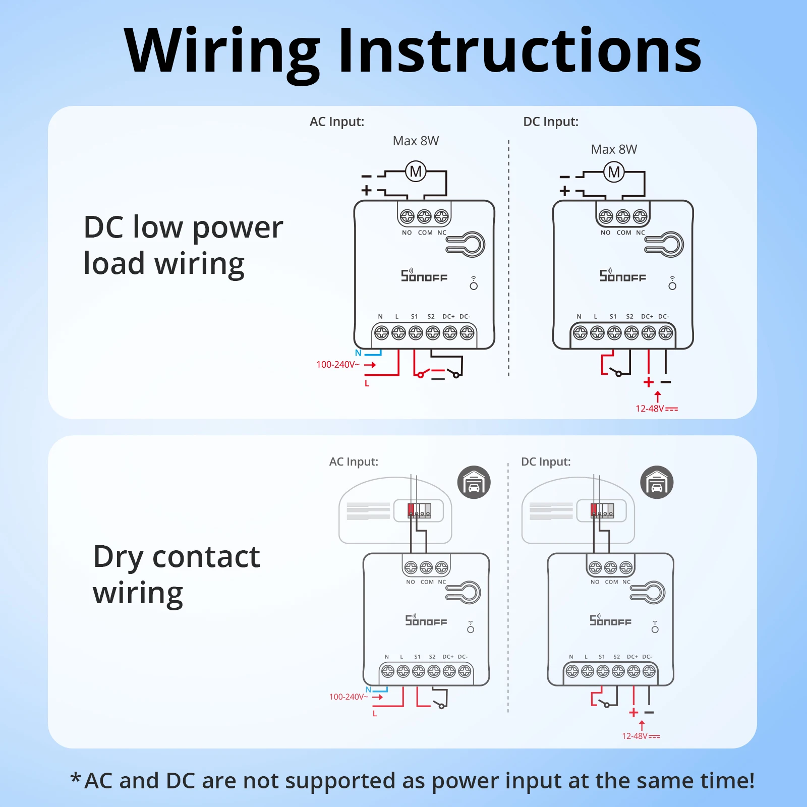 SONOFF MINI-D WiFi Smart Switch Matter Dry Contact Device يدعم طاقة التيار المتناوب/تيار مستمر يعمل مع eWeLink Apple Home Alexa Google Home