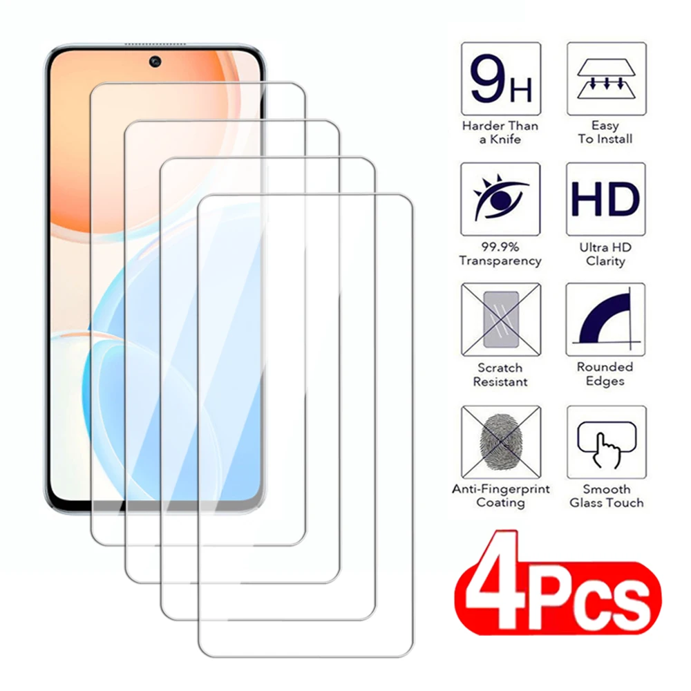 4Pcs Tempered Glass For Honor X9 X8 X7 X6 4G 5G Screen Protector For Honor X6a X7a X7b X8a X8b Protective Transparent glass Film